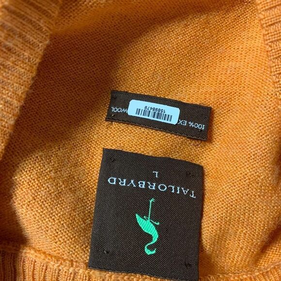 TAILORBYRD 100% wool mens v neck sweater orange sz L - Picture 5 of 5